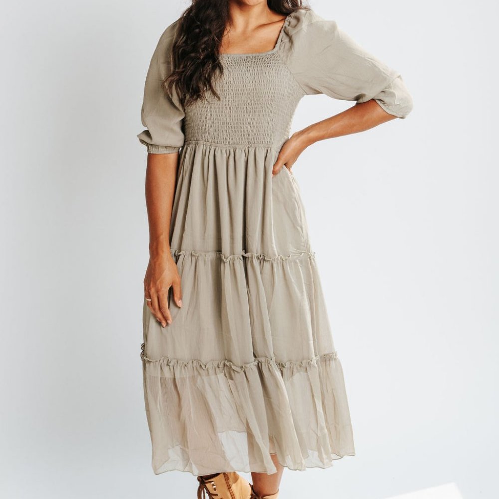 Piper & Scoot Greta Smocked Dress in Sage